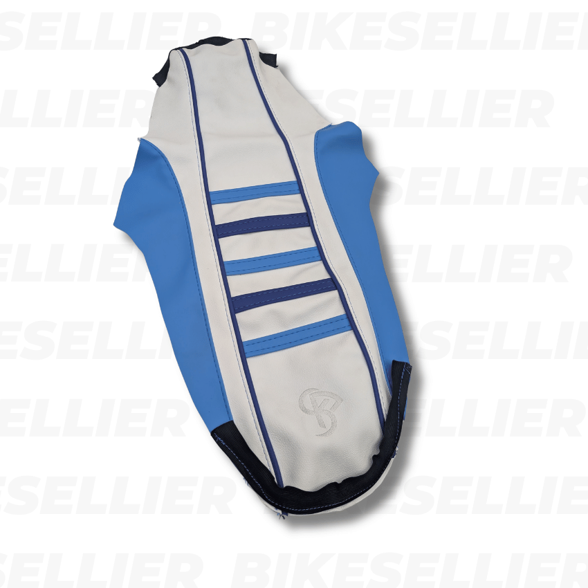 Housse De Selle BKS -Derbi Senda (Depuis 2018) - Blanc/Bleu Clair