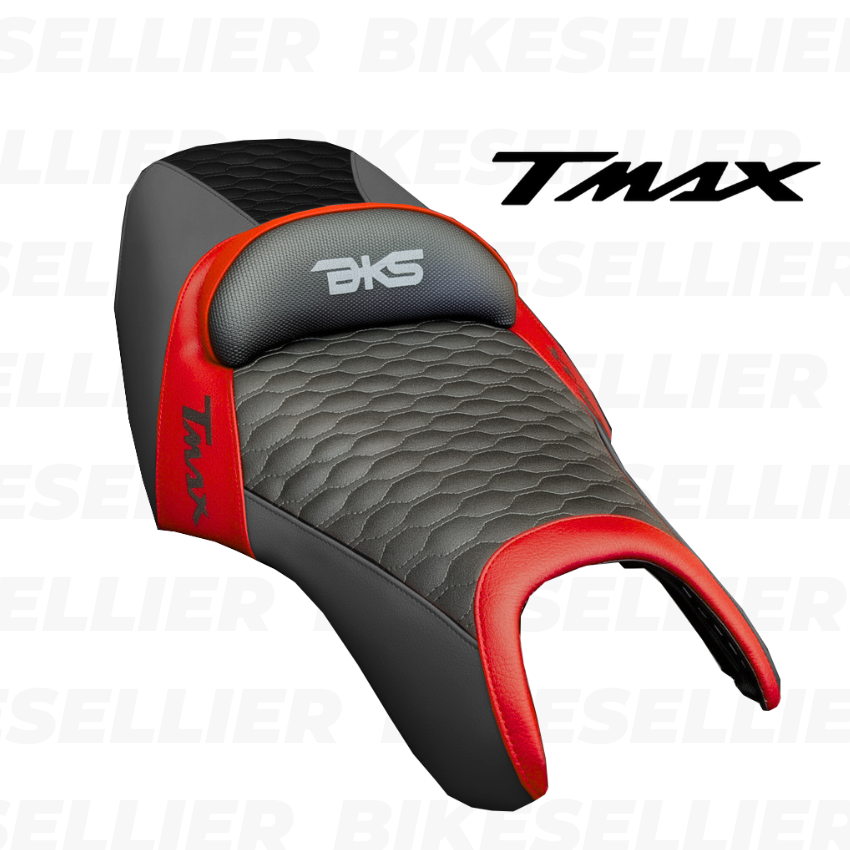 Housse de Selle Scooter TMAX 500 / 530 (2008-2016) — Nid d'Abeille Noir & rouge