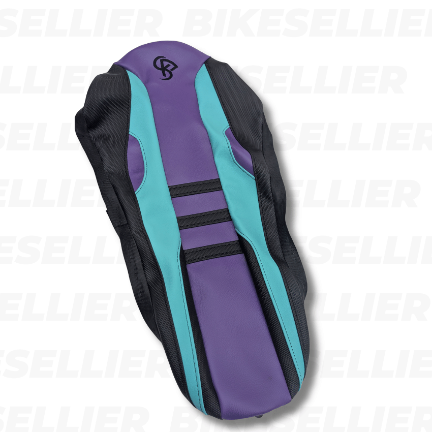 Housse De Selle BKS -DERBI SENDA  (2000-2010)  -  Velto Turquoise /violet