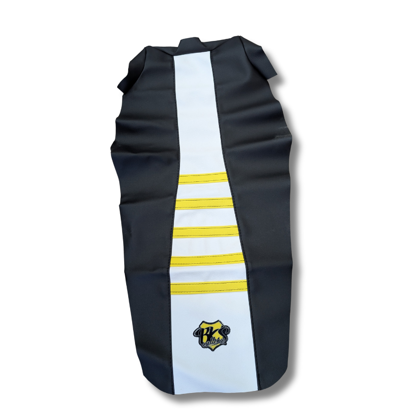 Housse De Selle BKS - Derbi (2011-2017) - Evo white jaune -  Noir/jaune