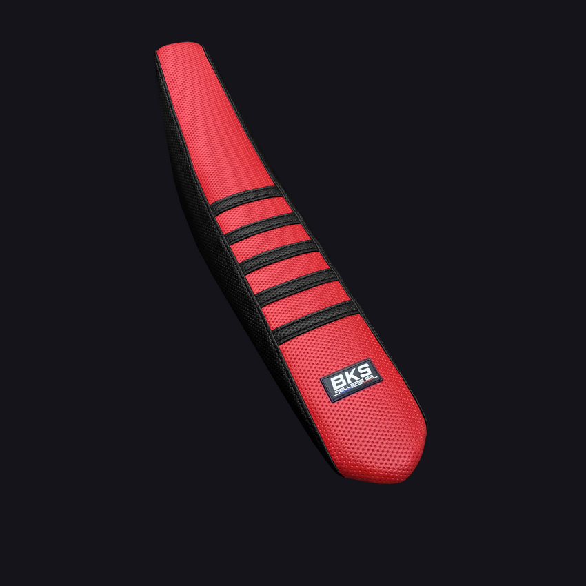 Housse de selle cross Honda — Rouge et noire, cousue main par BKS