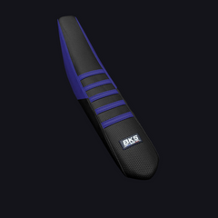 Housse de selle cross Husqvarna — Noire à flanc bleu, cousue main par BKS