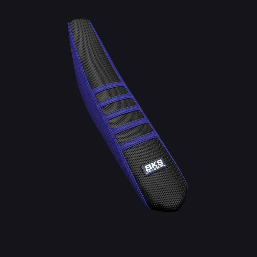 Housse de selle cross Husqvarna — Noire et bleu, cousue main par BKS