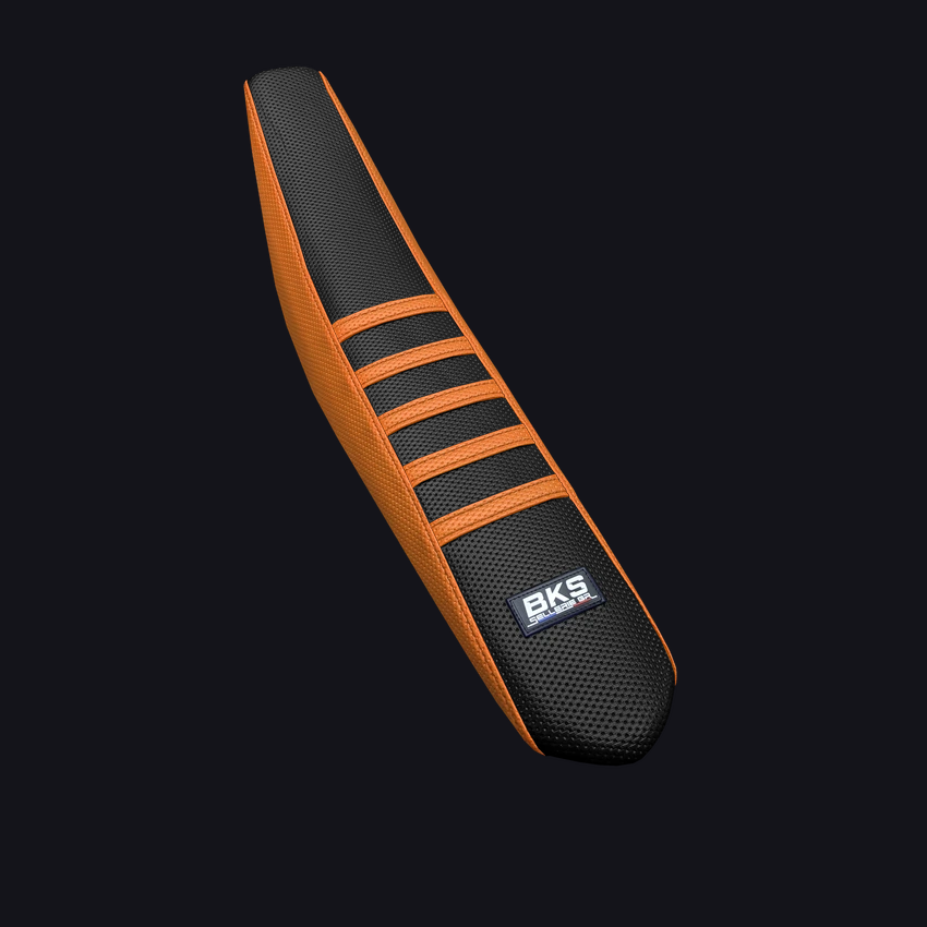 Housse de selle cross KTM — Noire et orange, cousue main par BKS