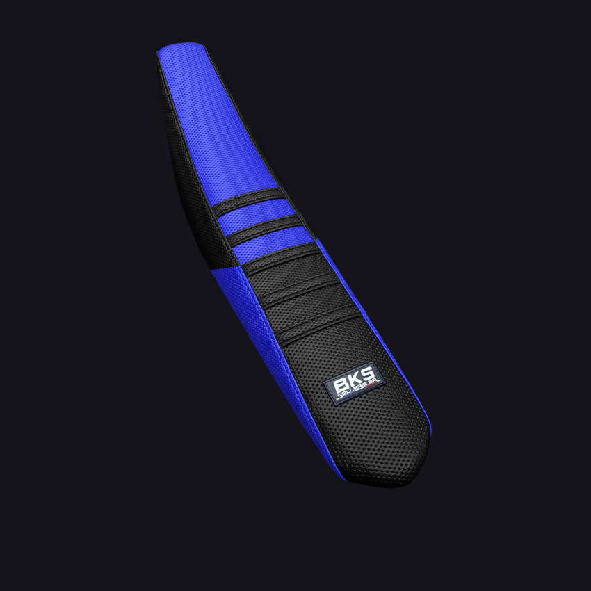 Housse de selle cross Yamaha — Bleu inversée, cousue main par BKS